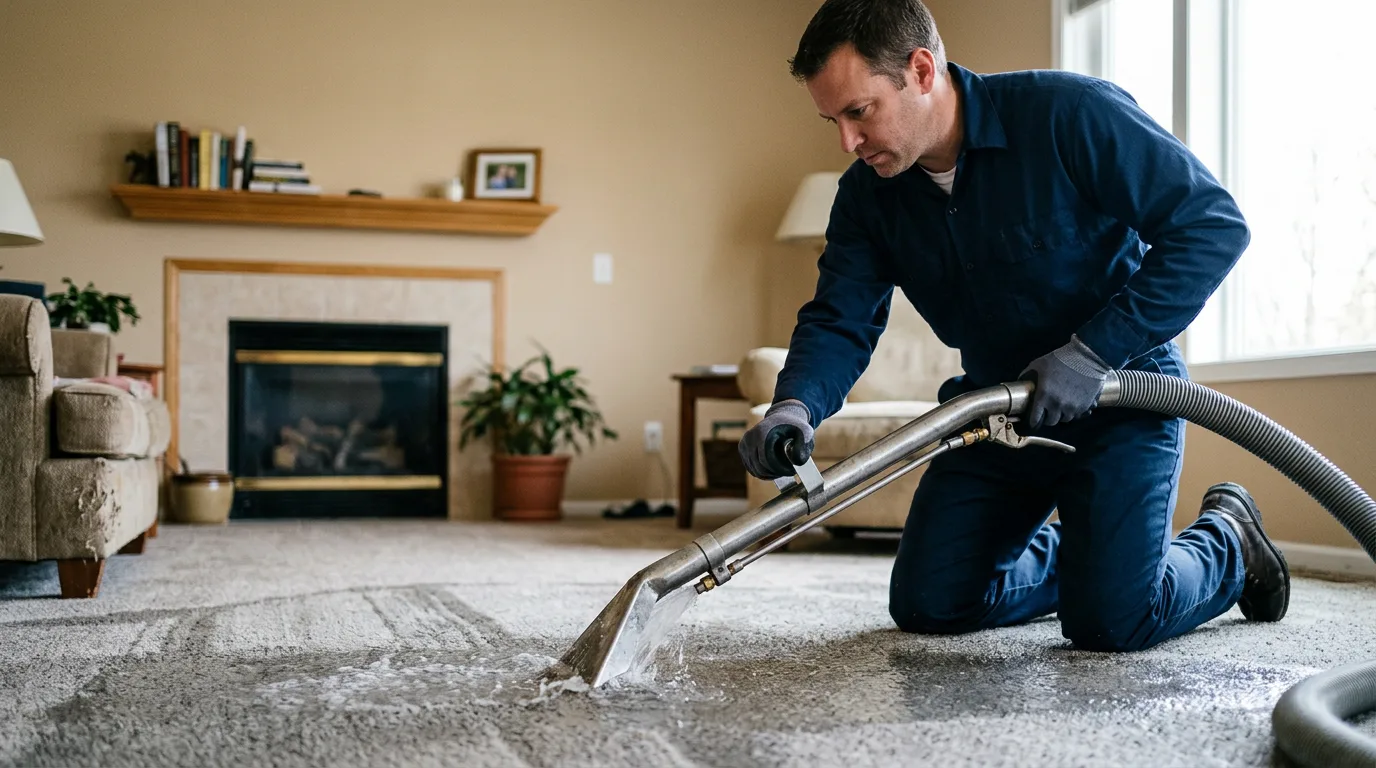 Water damage restoration technician working near Hammond, IL